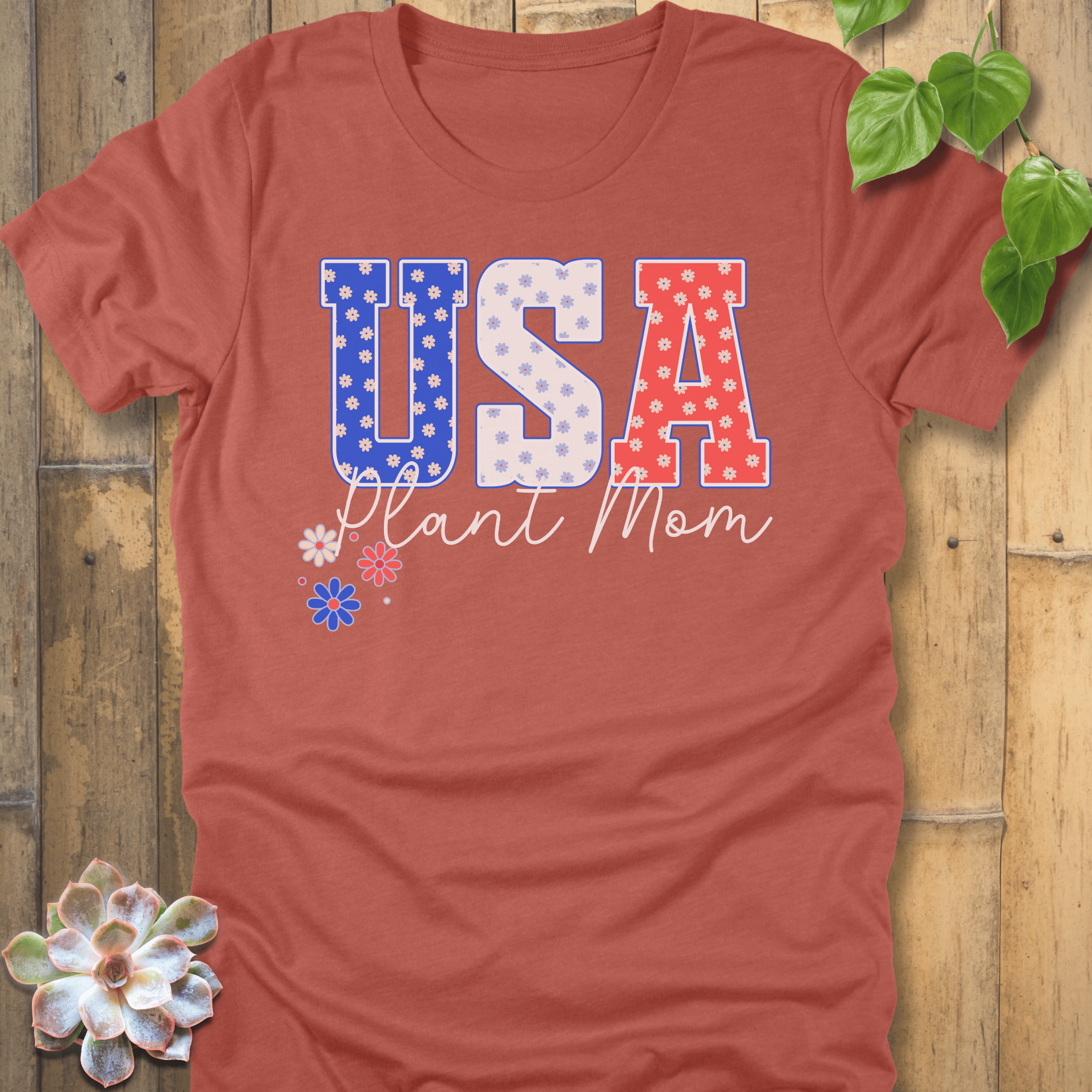 Heather Clay / S USA Plant Mom T-Shirt T-Shirt