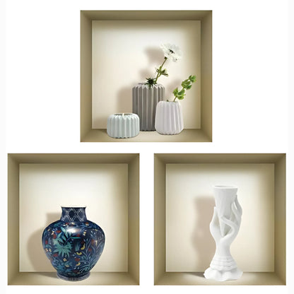 12 x 12 inch (30.5 x 30.5 cm) Vase 3D Wall Art Decals - Set of 3 Home Decor