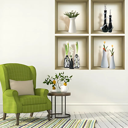 Vase 3D Wall Art Decals - Set of 4 Home Decor