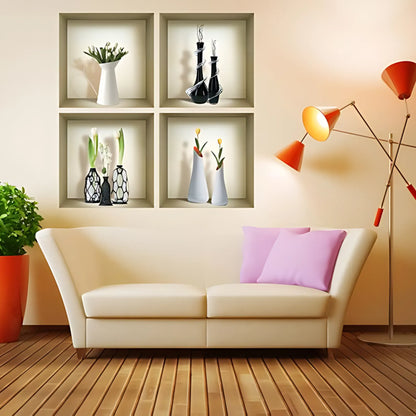 Vase 3D Wall Art Decals - Set of 4 Home Decor