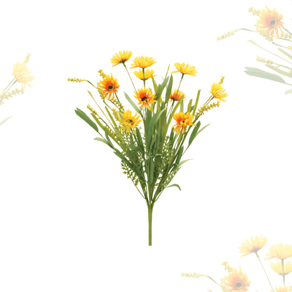 Green; Yellow Vibrant Daisy Bush Set Artificial Flower
