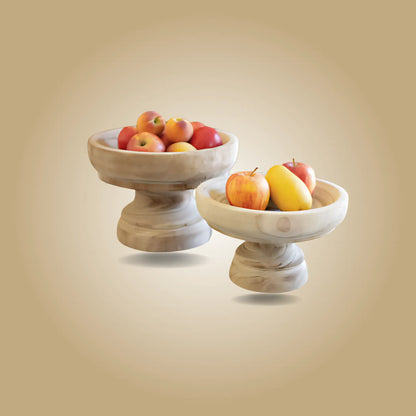 Natural / Set Of 2 Vintage Wooden Compotes Wooden Compotes