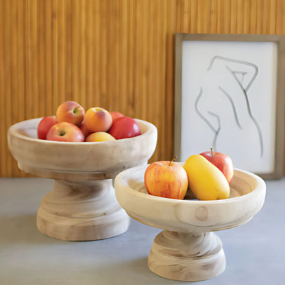 Natural / Set Of 2 Vintage Wooden Compotes Wooden Compotes