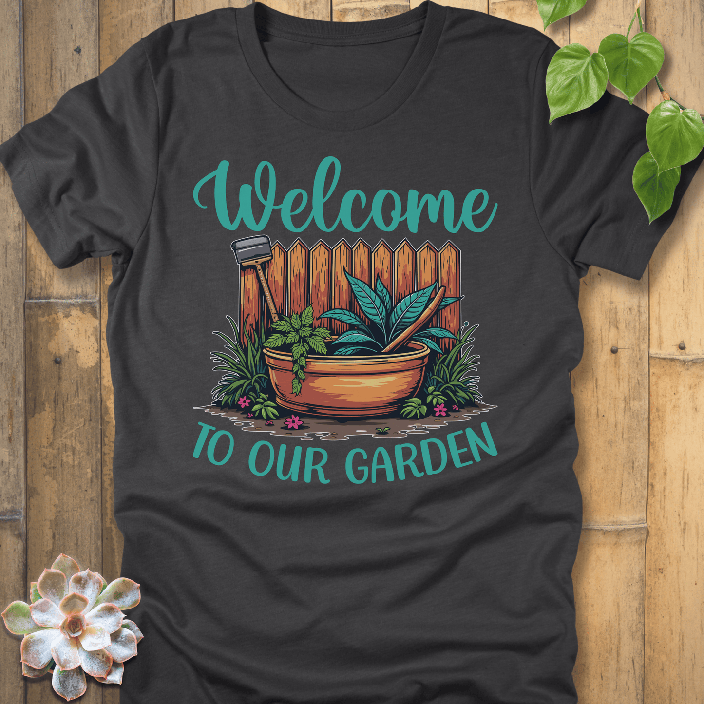 Dark Grey Heather / S Welcome To Our Garden T-Shirt T-Shirt