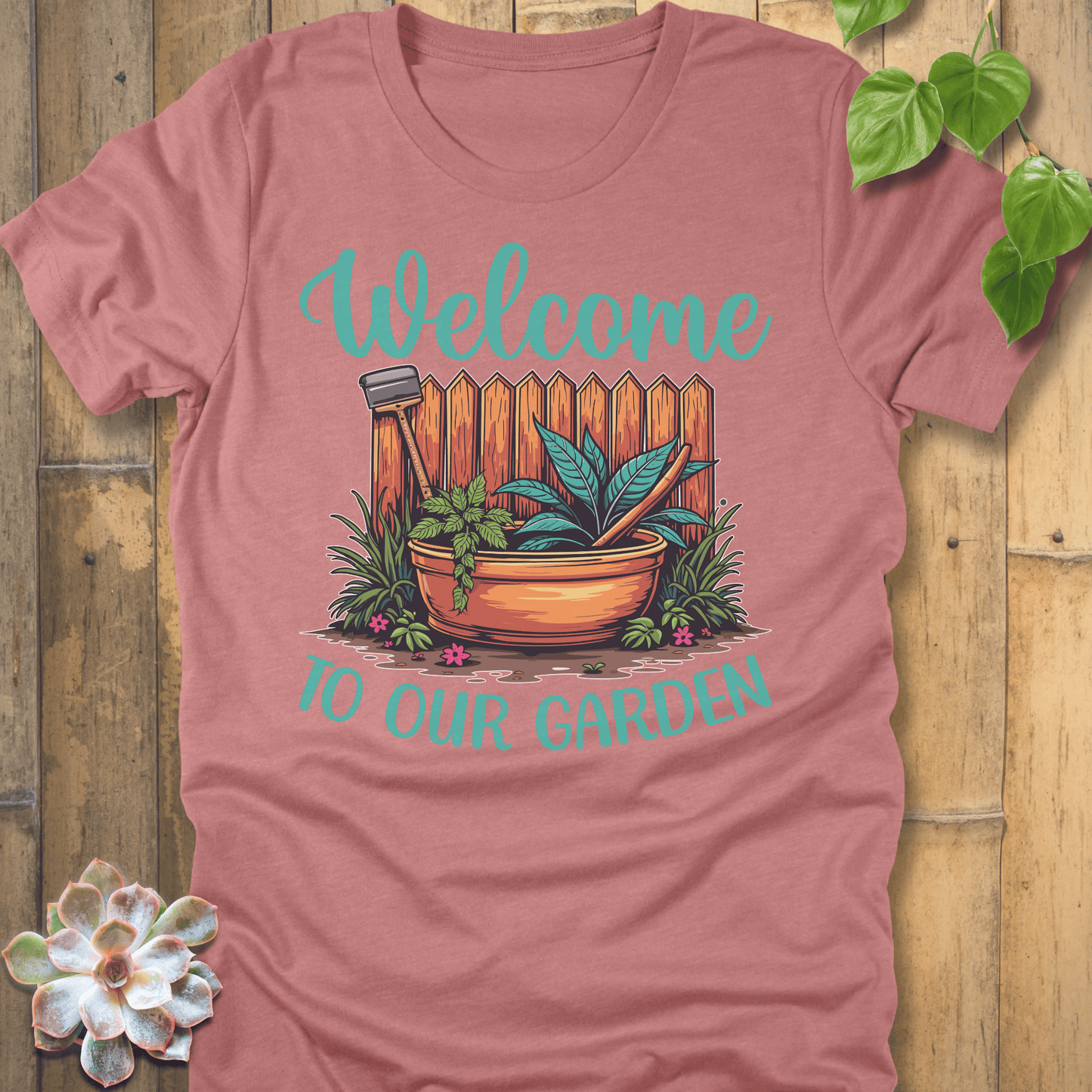 Heather Mauve / S Welcome To Our Garden T-Shirt T-Shirt