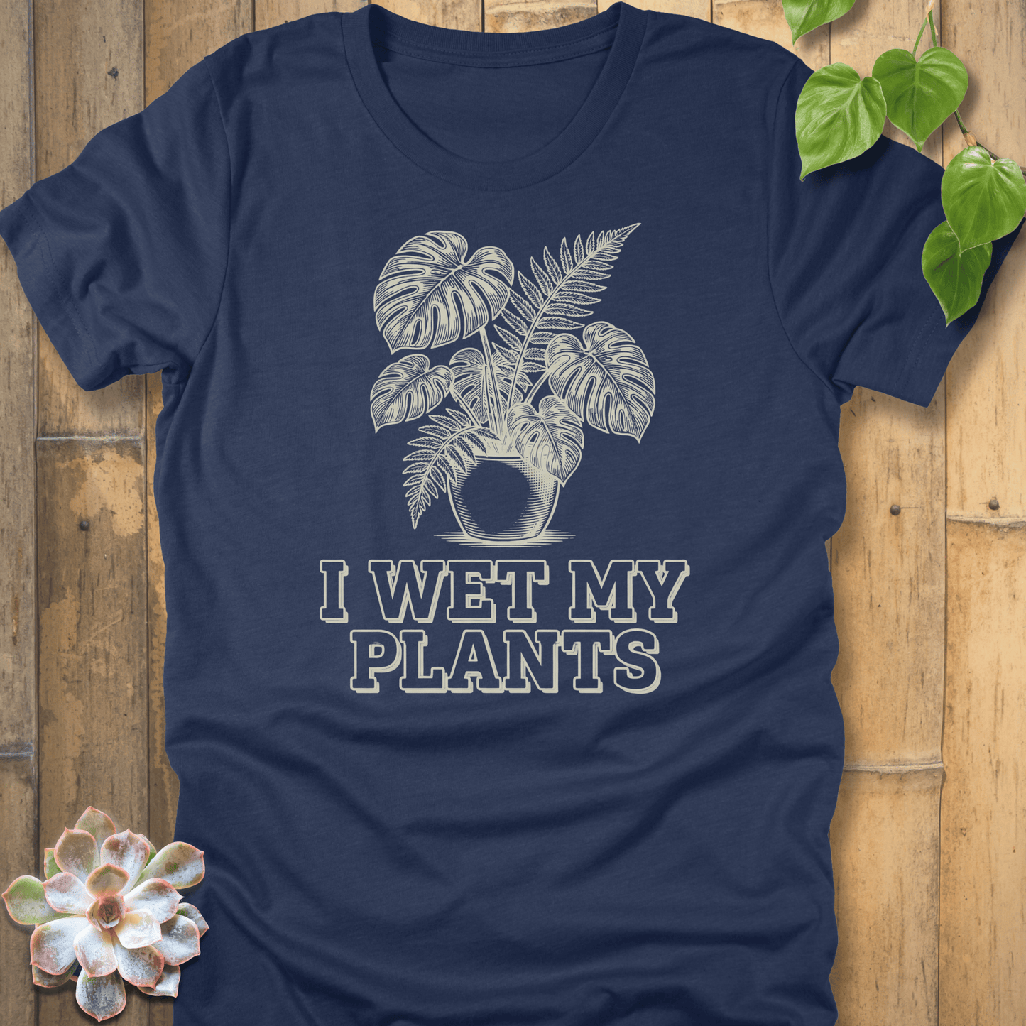 Heather Navy / S Wet My Plants T-shirt T-Shirt
