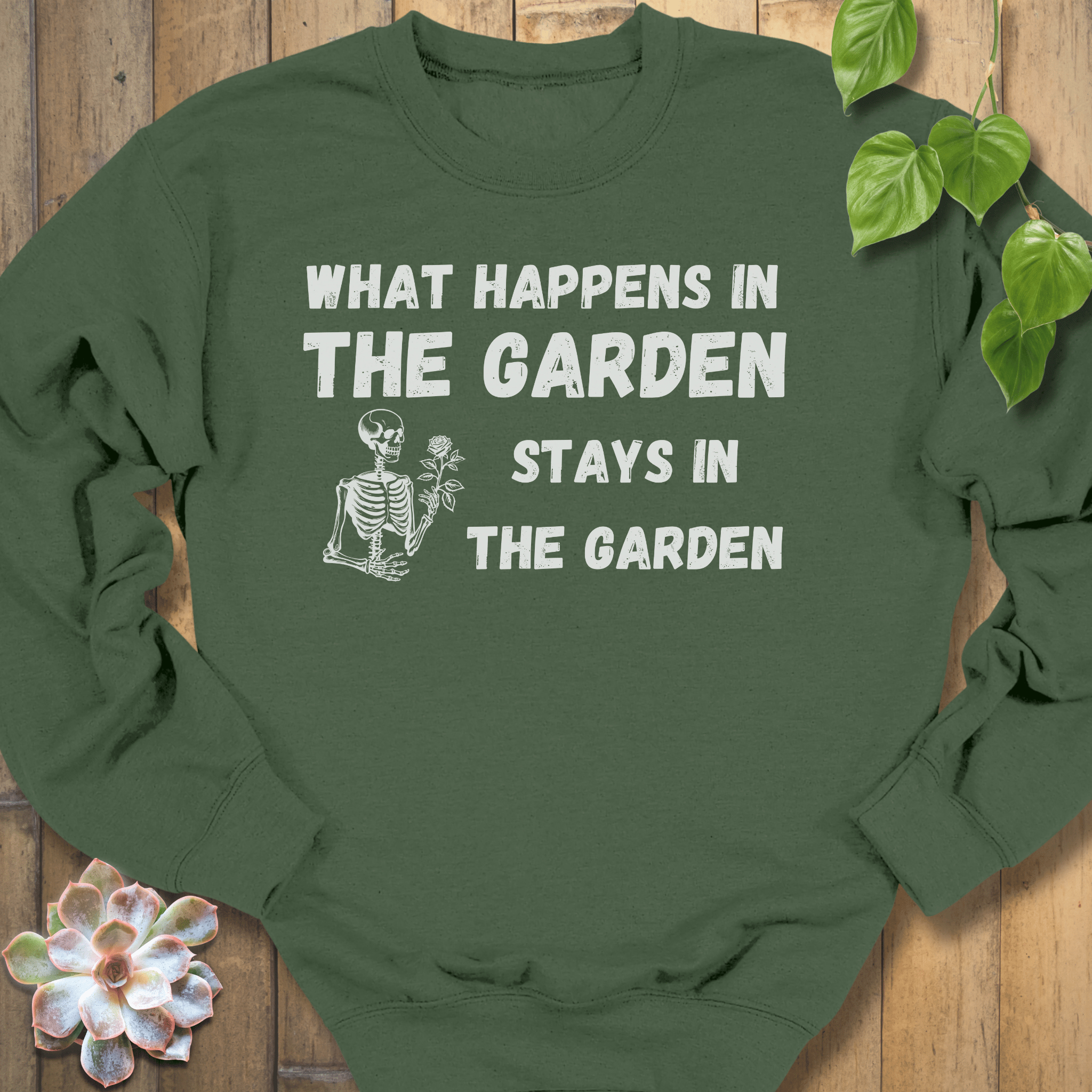 Military Green / S What Happens In The Garden Sweatshirt Sweatshirt