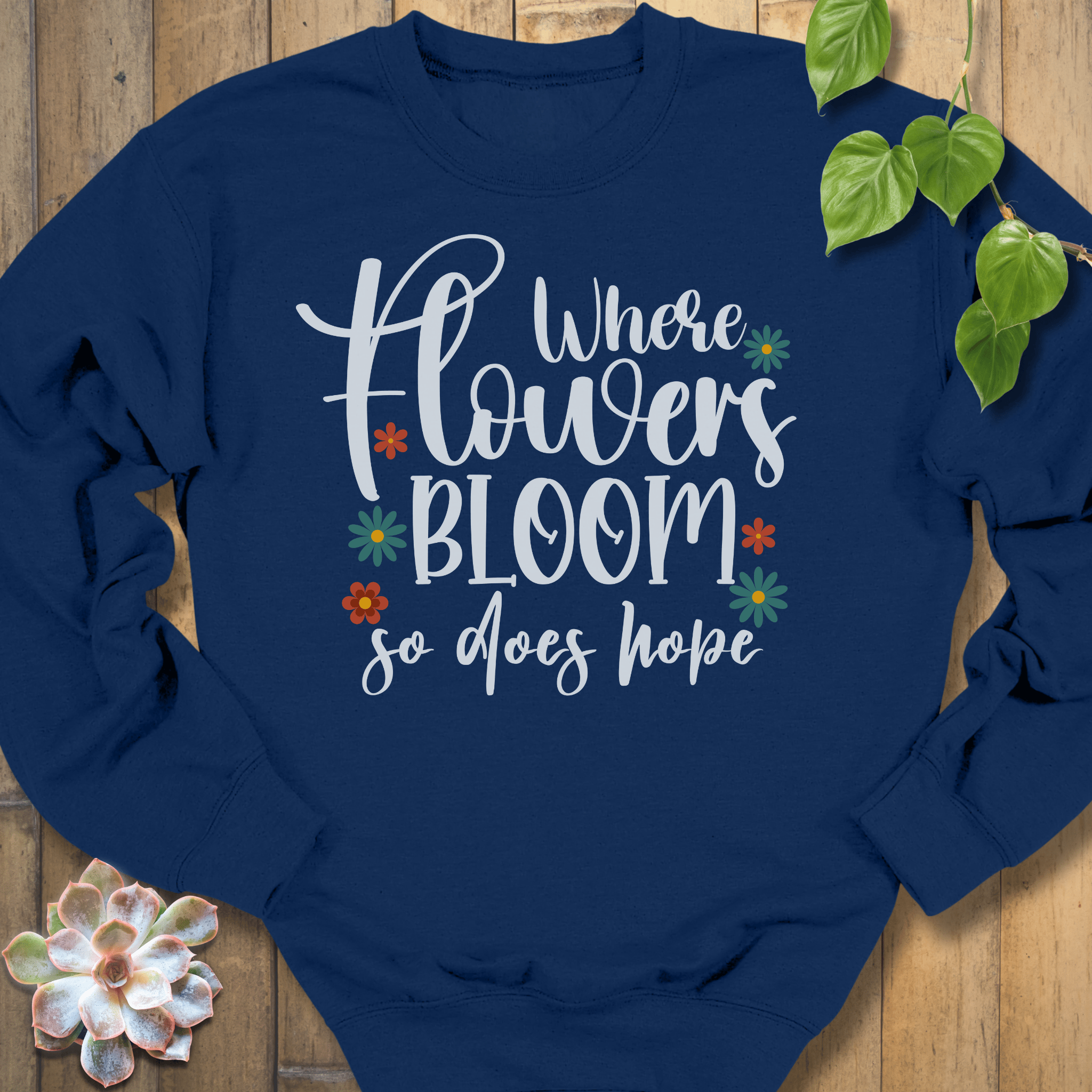 Navy / S Where Flowers Bloom Sweatshirt Sweatshirt