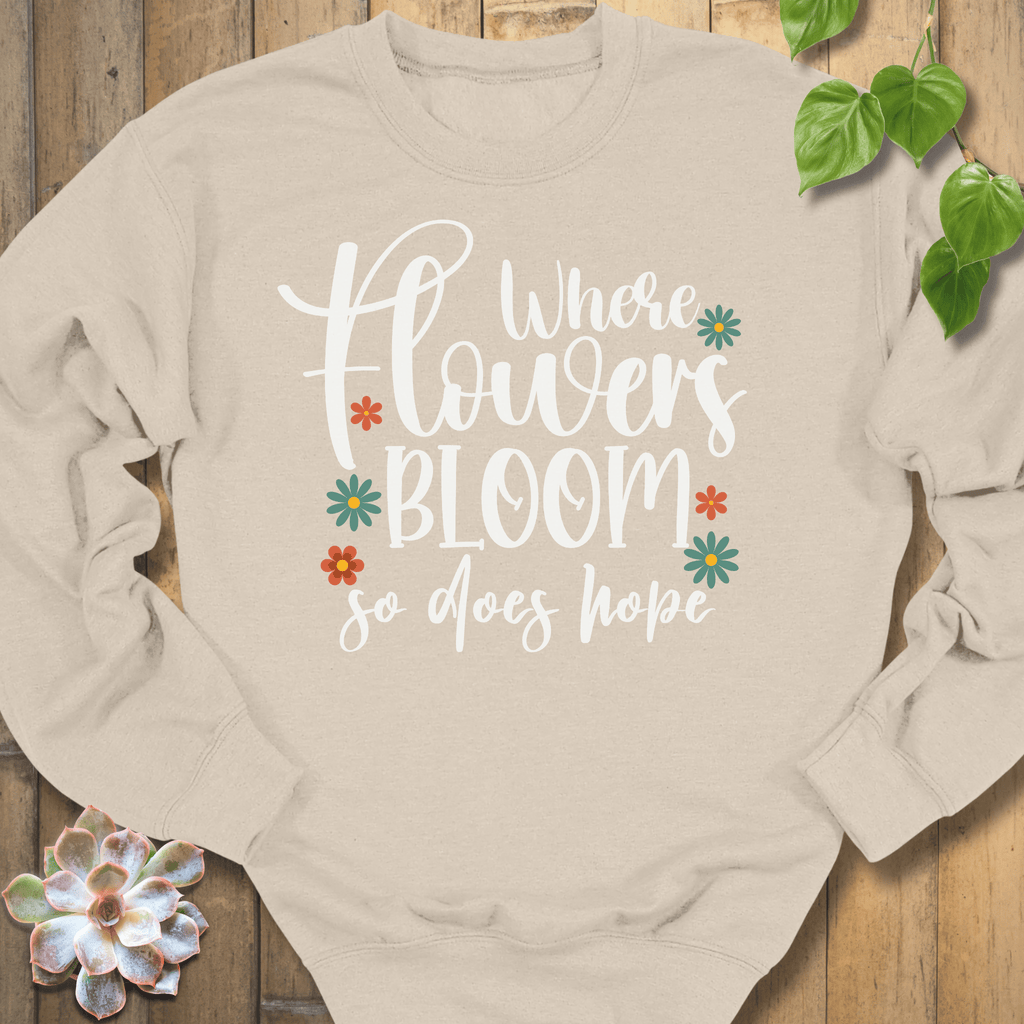 Sand / S Where Flowers Bloom Sweatshirt Sweatshirt