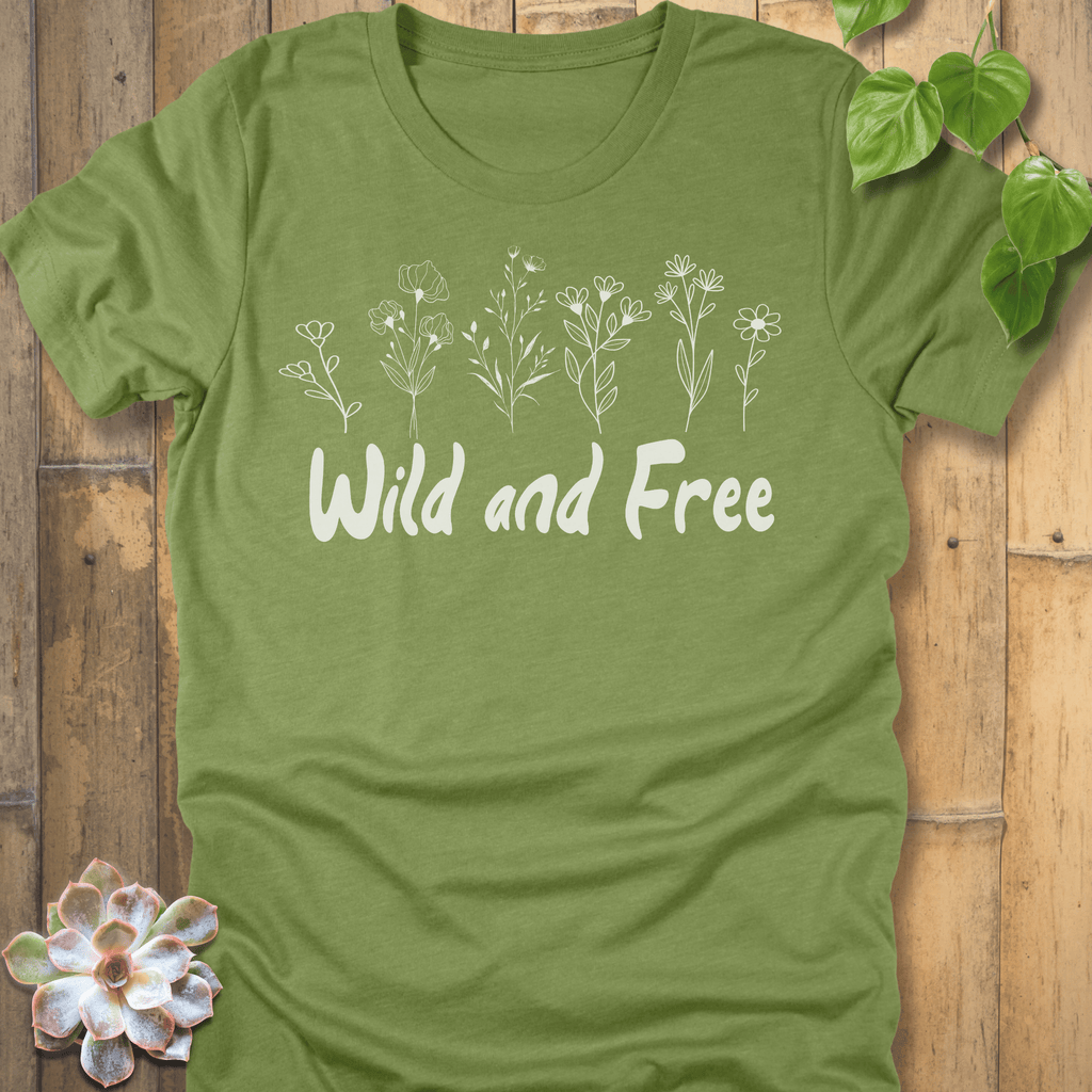 Heather Green / XL Wild And Free T-shirt T-Shirt