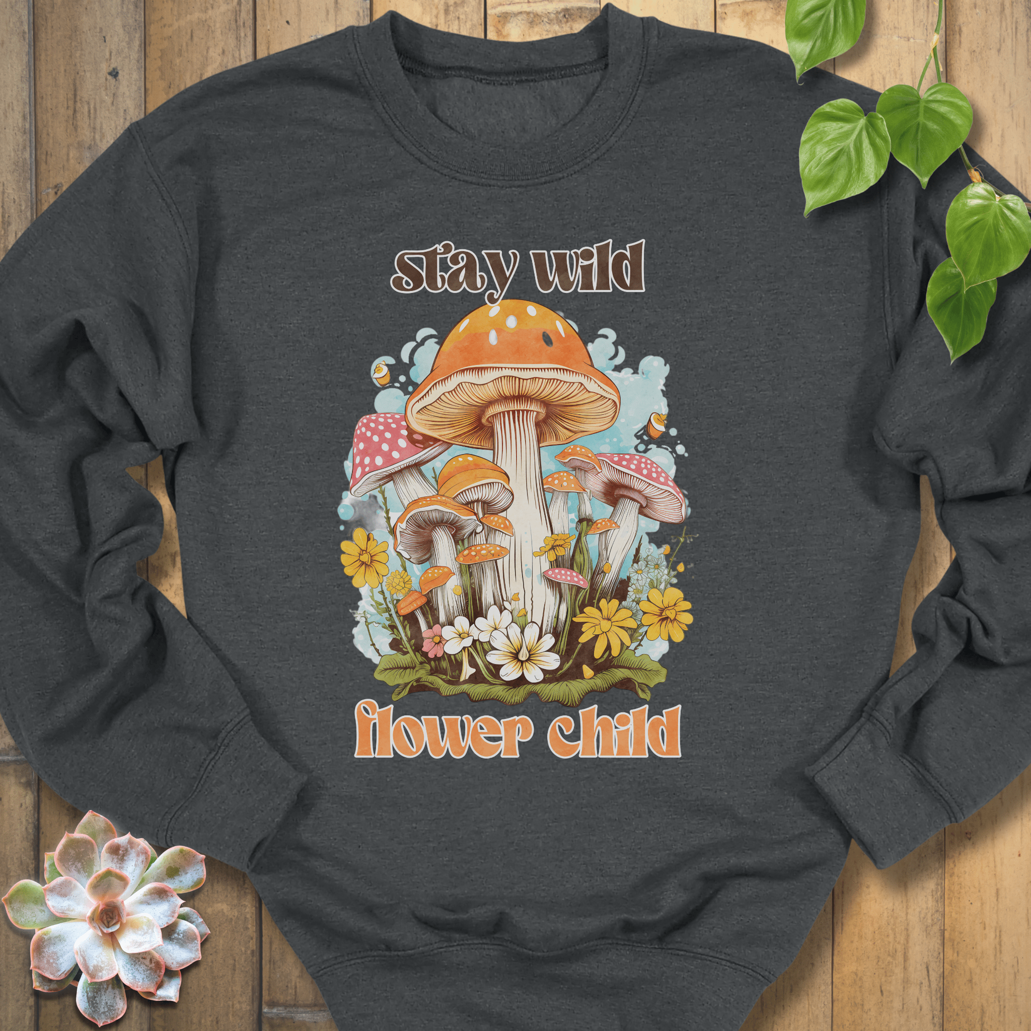 Dark Heather / S Wild Flower Child Sweatshirt Sweatshirt