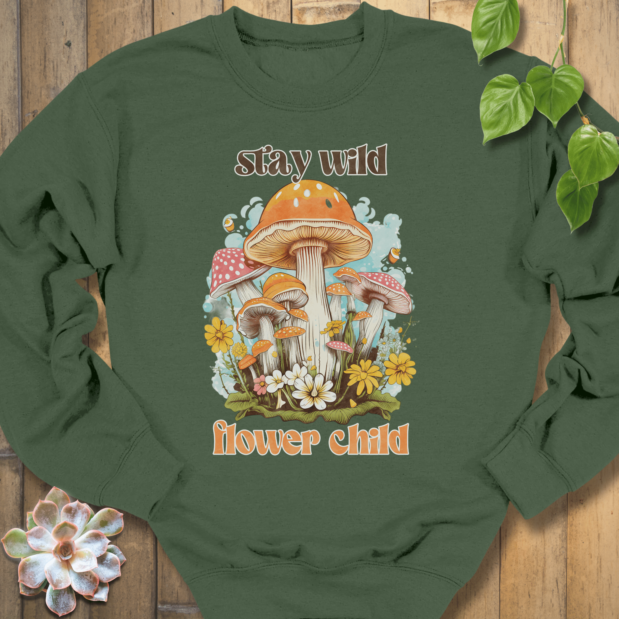 Military Green / S Wild Flower Child Sweatshirt Sweatshirt