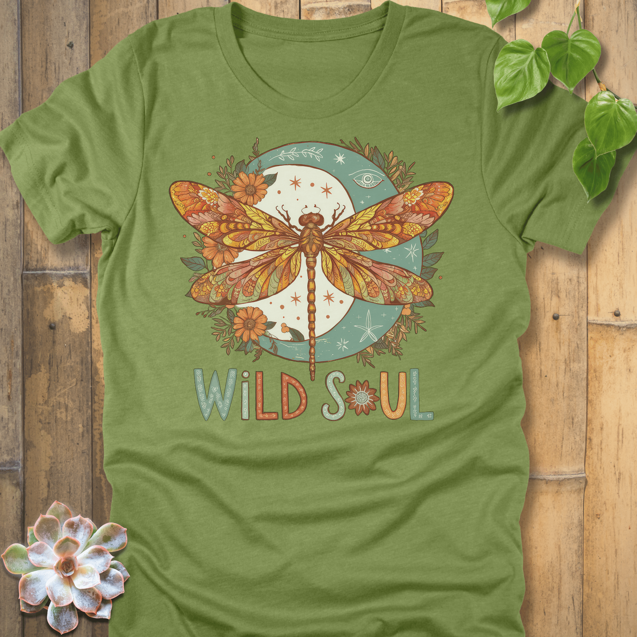 Heather Green / XL Wild Soul Dragonfly T-shirt T-Shirt