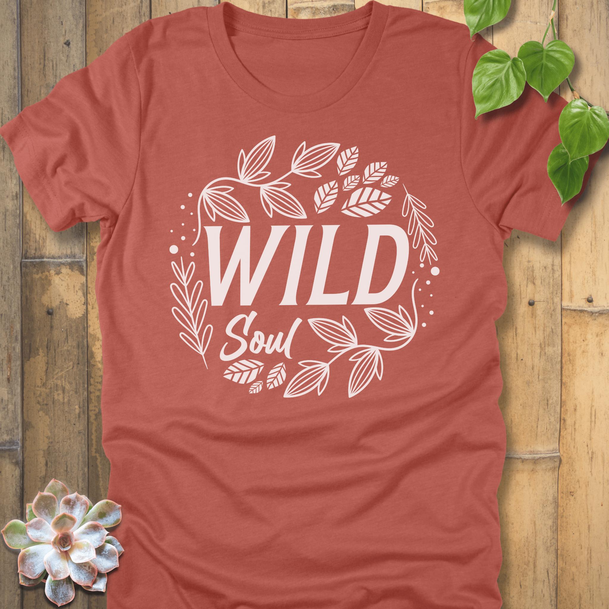 Heather Clay / M Wild Soul Leaves T-Shirt T-Shirt