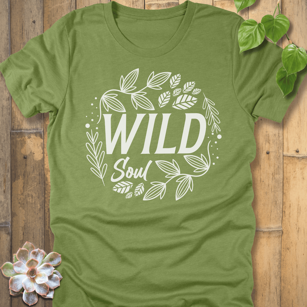 Heather Green / M Wild Soul Leaves T-Shirt T-Shirt