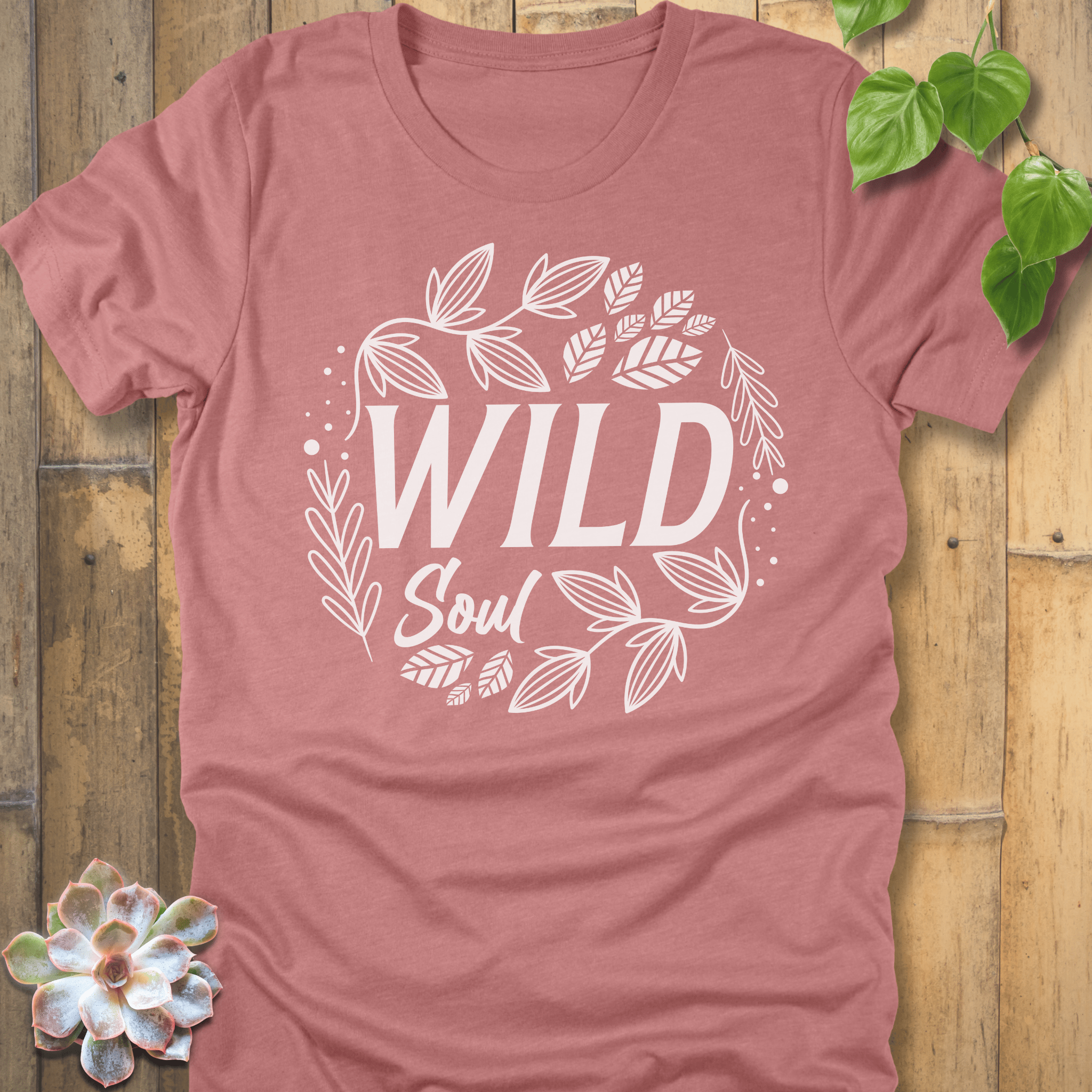 Heather Mauve / M Wild Soul Leaves T-Shirt T-Shirt