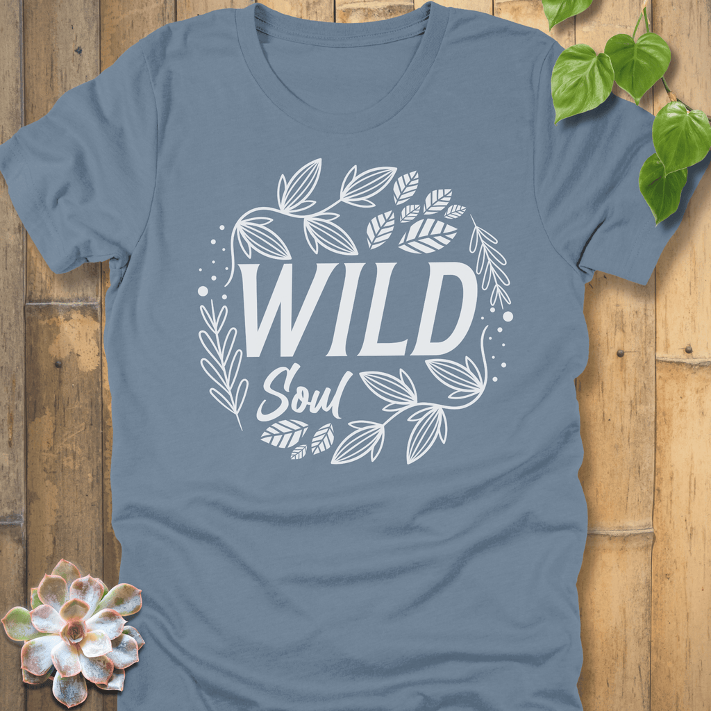 Steel Blue / M Wild Soul Leaves T-Shirt T-Shirt