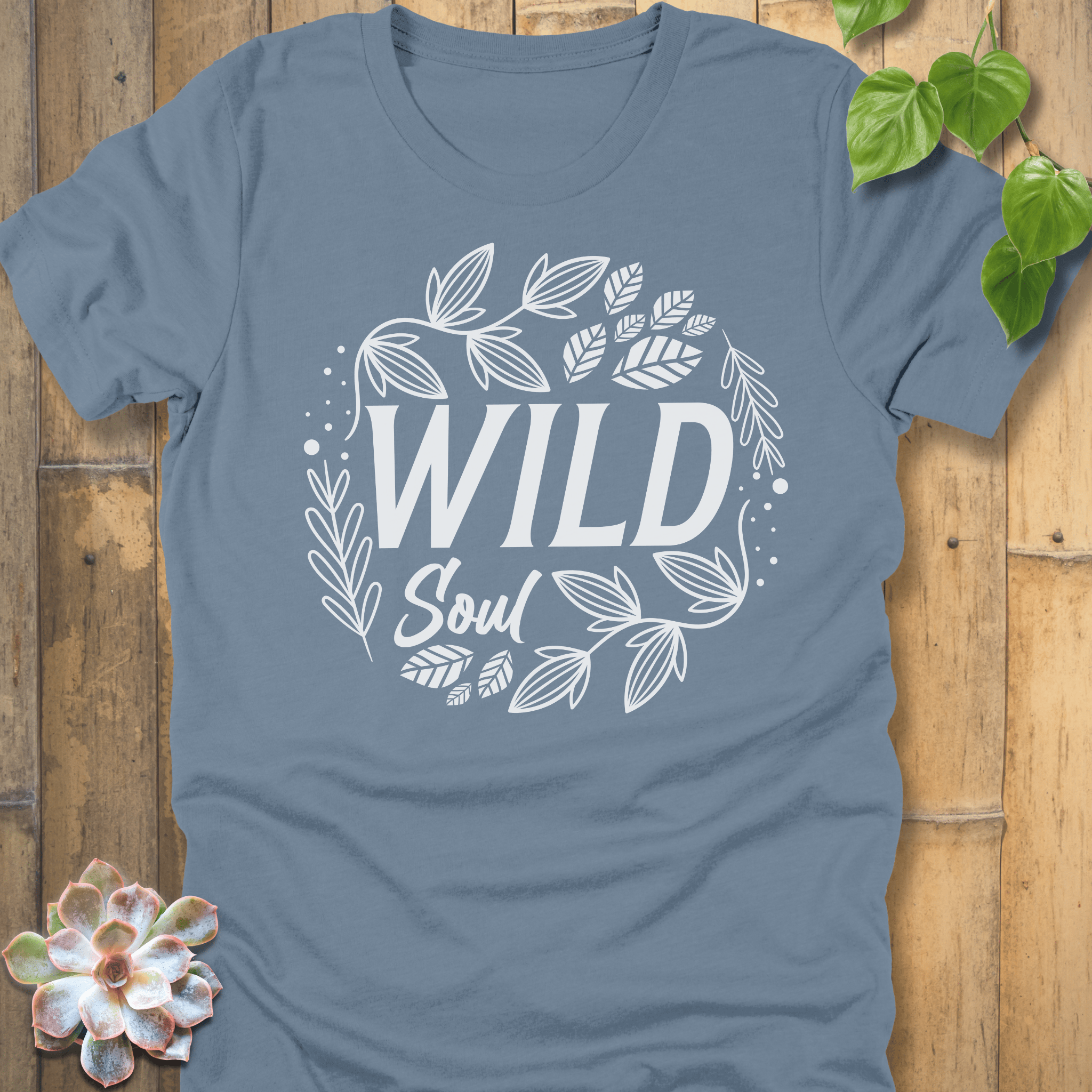 Steel Blue / M Wild Soul Leaves T-Shirt T-Shirt