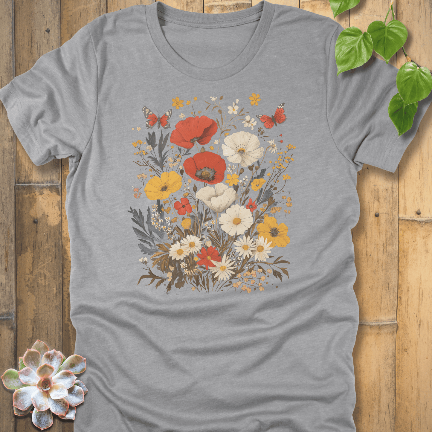 Athletic Heather / S Wildflower Garden Bloom T-shirt T-Shirt