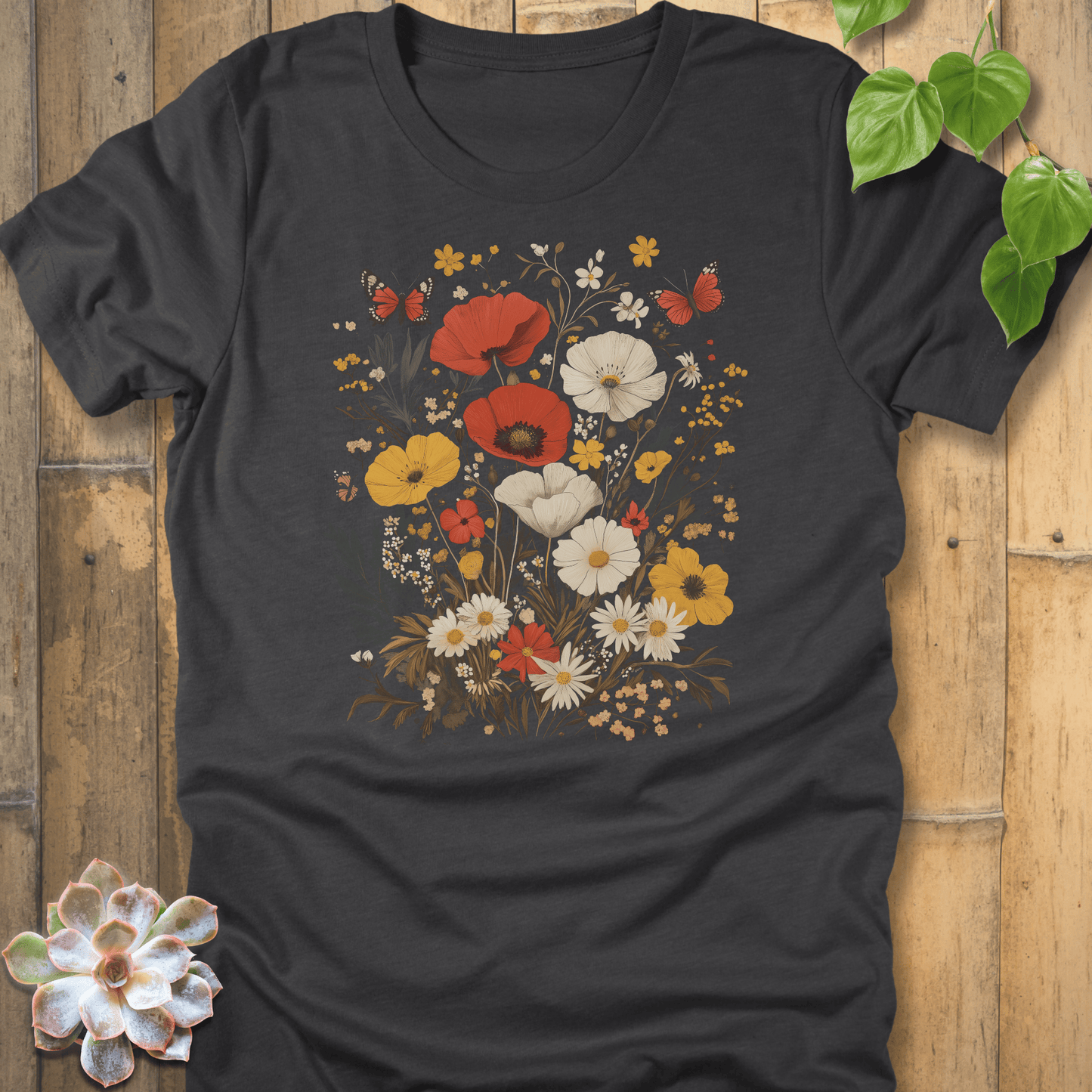 Dark Grey Heather / S Wildflower Garden Bloom T-shirt T-Shirt