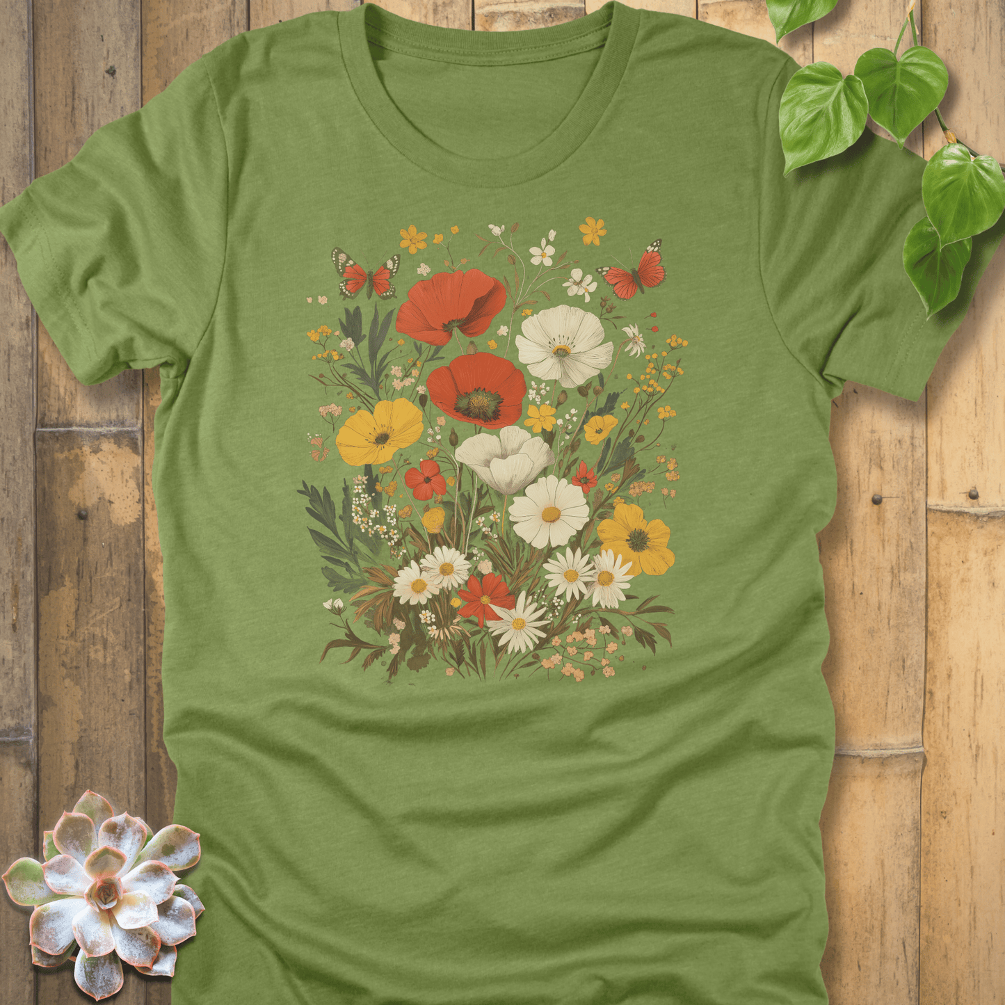 Heather Green / XL Wildflower Garden Bloom T-shirt T-Shirt