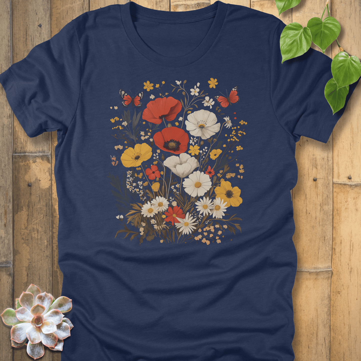 Heather Navy / S Wildflower Garden Bloom T-shirt T-Shirt