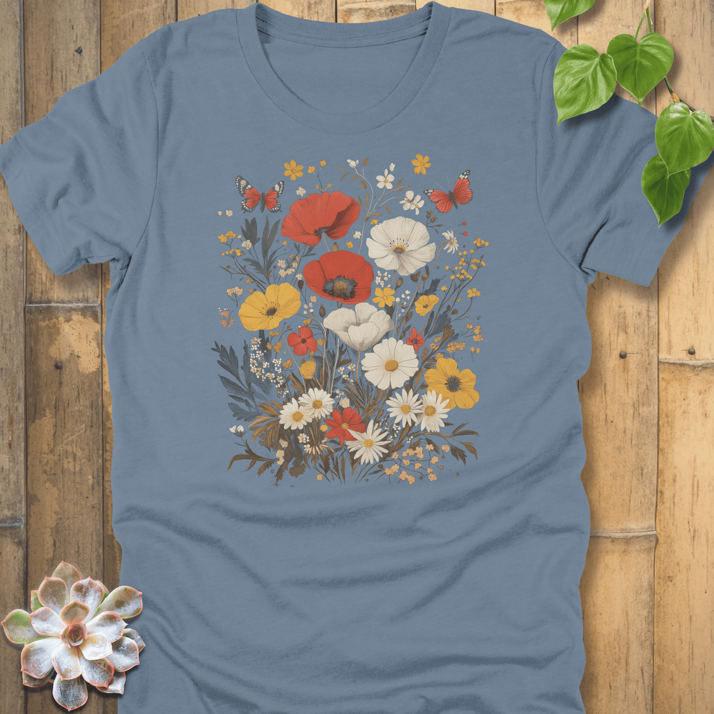 Steel Blue / S Wildflower Garden Bloom T-shirt T-Shirt
