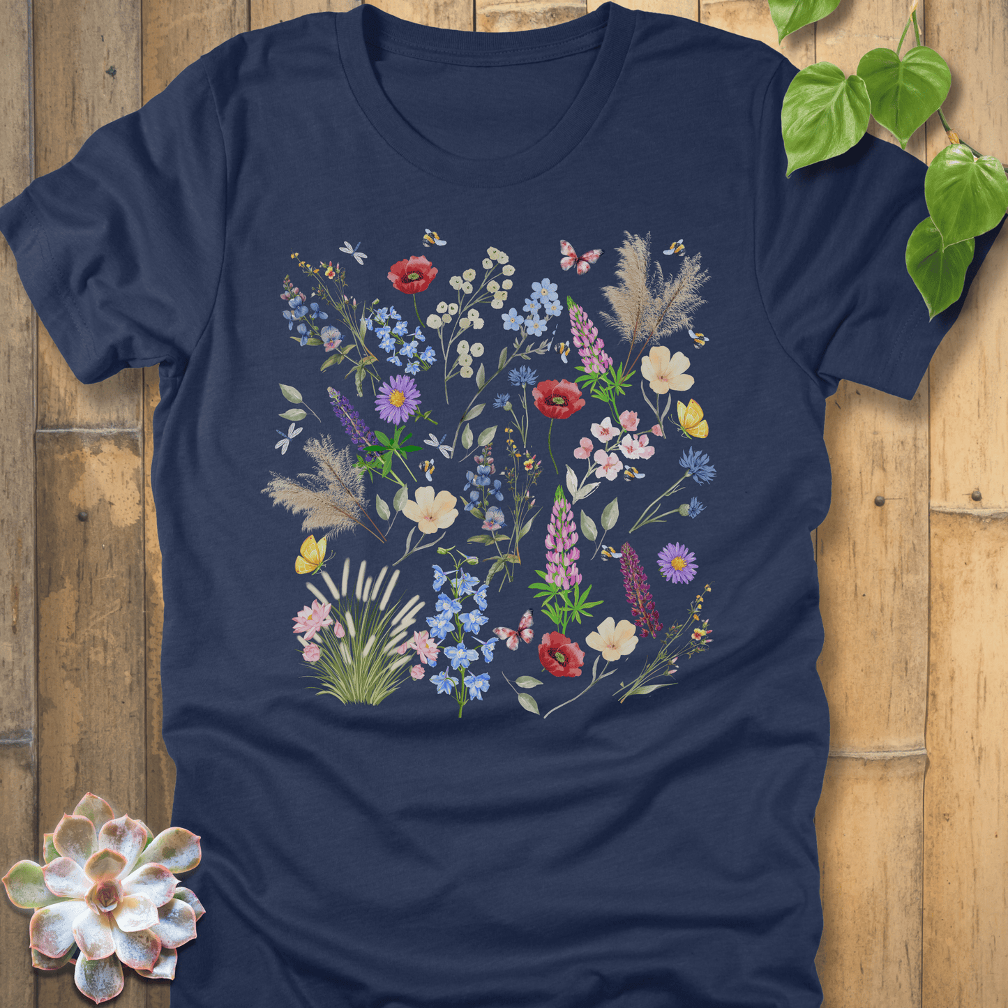 Heather Navy / S Wildflower T-shirt T-Shirt