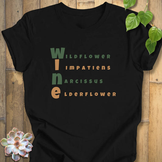Black / XS Wine Flower - T-Shirt T-Shirt