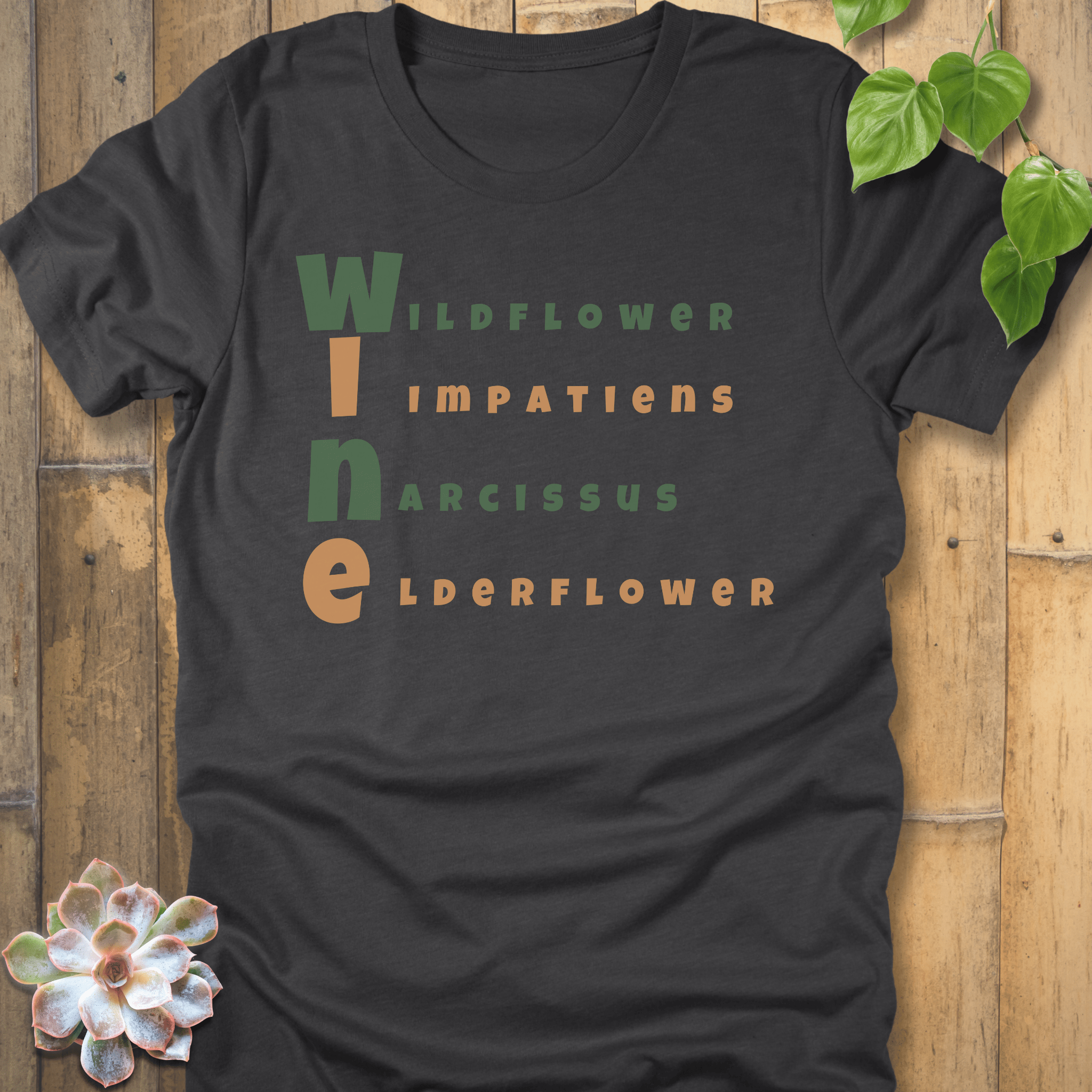 Dark Grey Heather / S Wine Flower T-Shirt T-Shirt