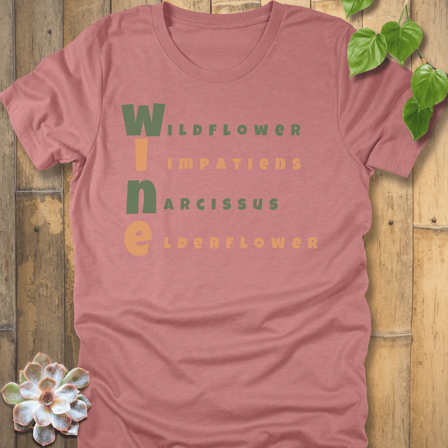 Heather Mauve / S Wine Flower T-Shirt T-Shirt