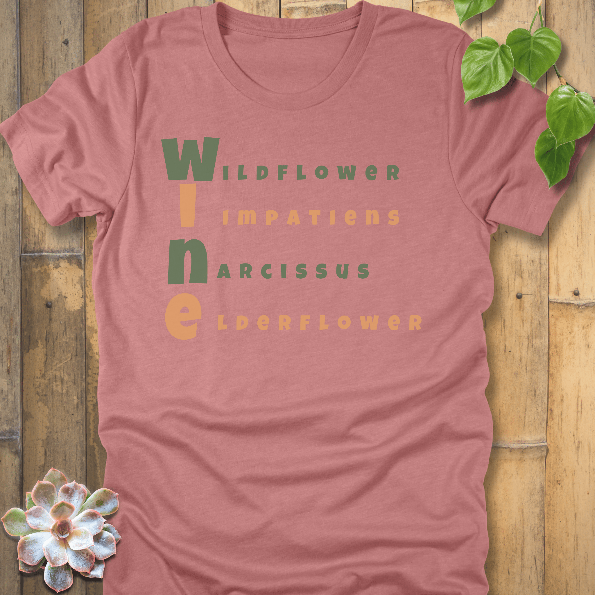Heather Mauve / S Wine Flower T-Shirt T-Shirt