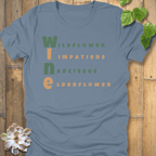 Steel Blue / S Wine Flower T-Shirt T-Shirt