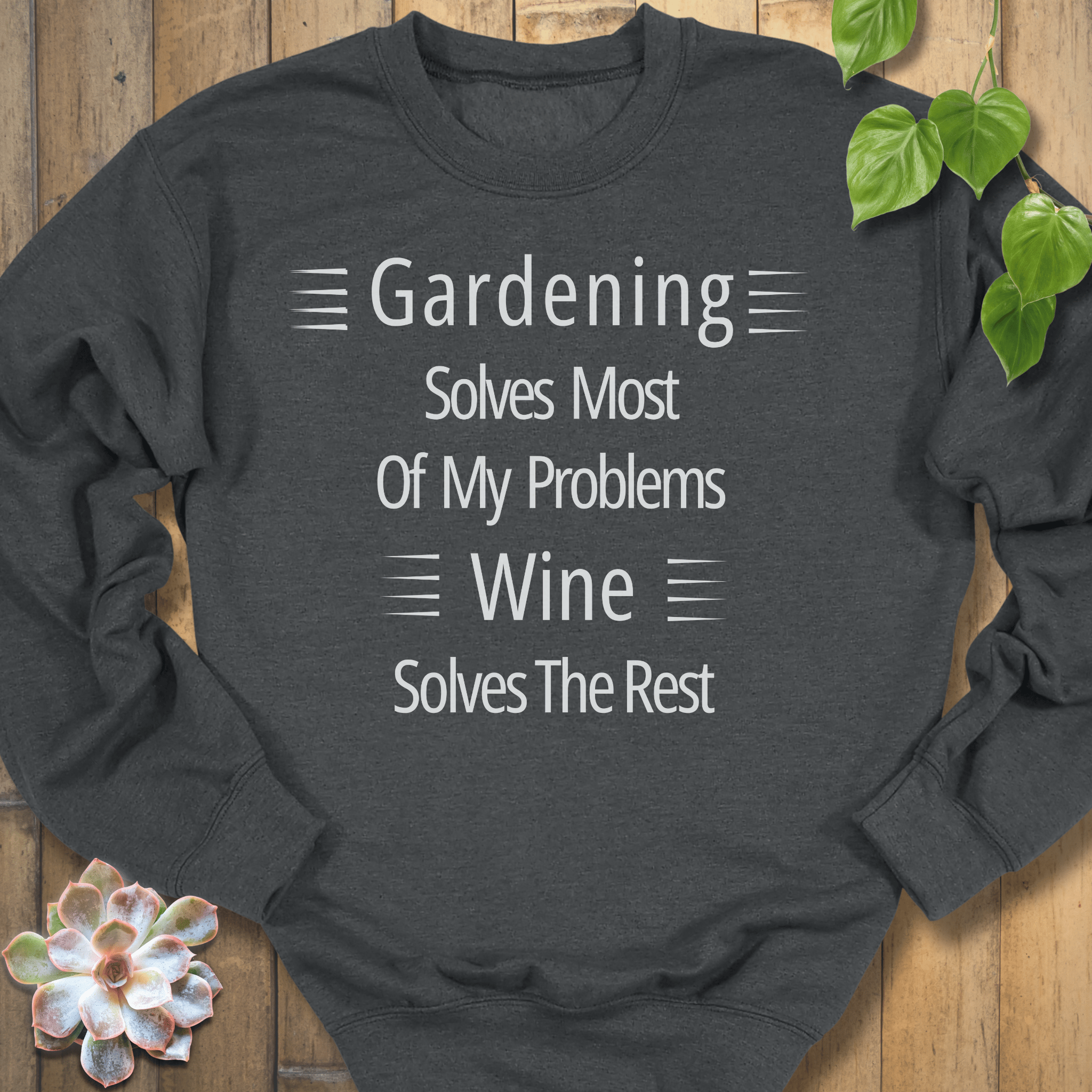 Dark Heather / S Wine Solves Problems Sweatshirt Sweatshirt