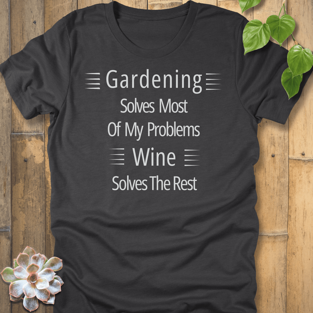 Dark Grey Heather / S Wine Solves Problems T-Shirt T-Shirt