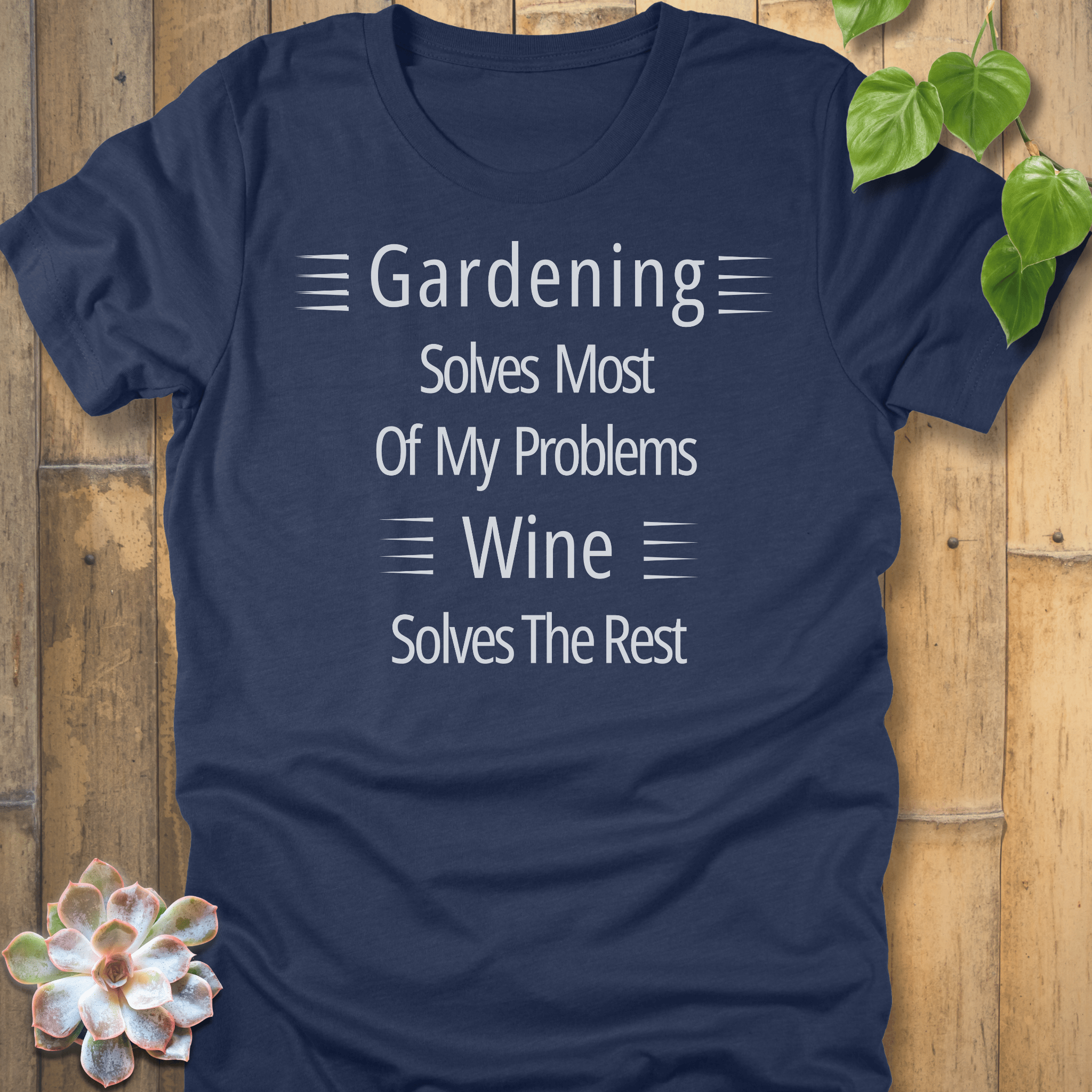 Heather Navy / S Wine Solves Problems T-Shirt T-Shirt