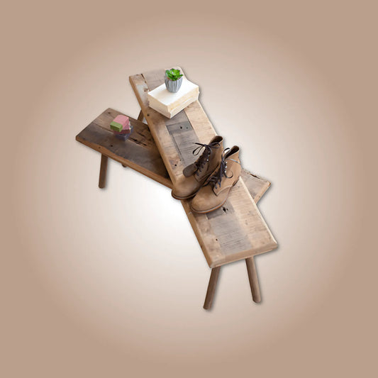 Brown / Set Of 2 Wooden Accent Benches Wooden Benches