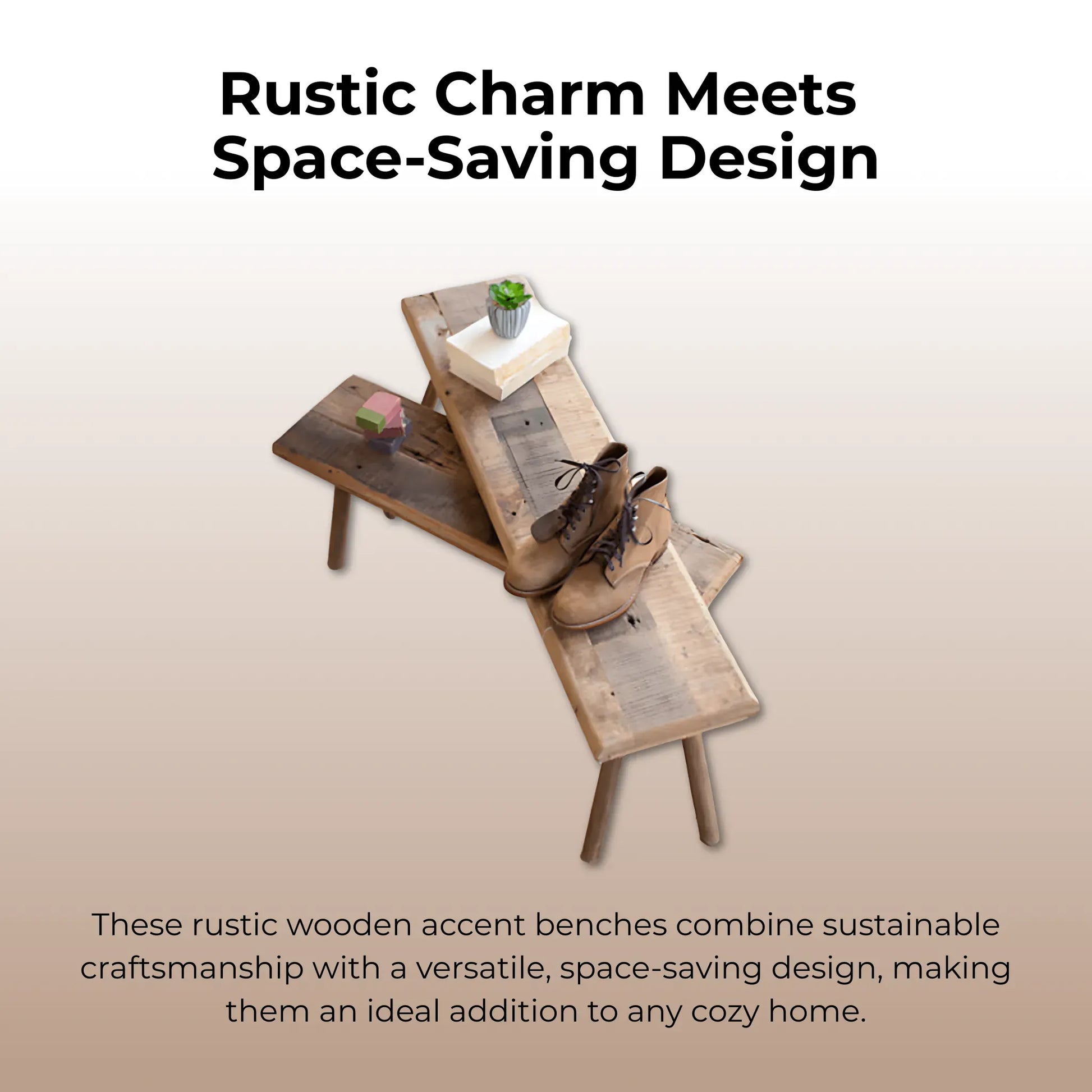 Brown / Set Of 2 Wooden Accent Benches Wooden Benches