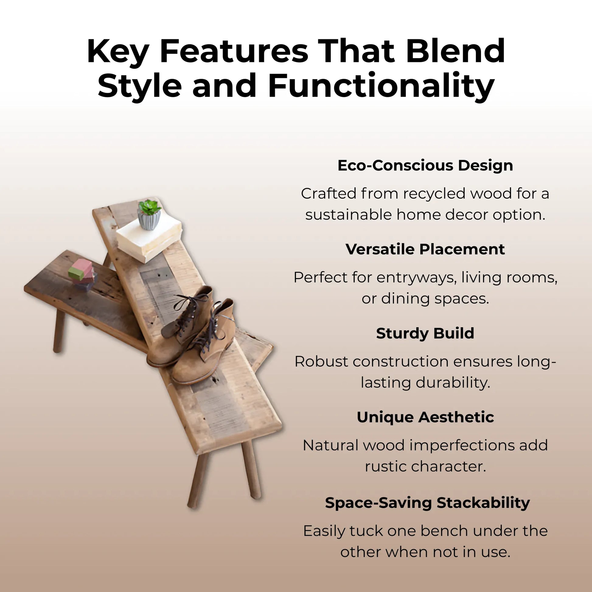 Brown / Set Of 2 Wooden Accent Benches Wooden Benches