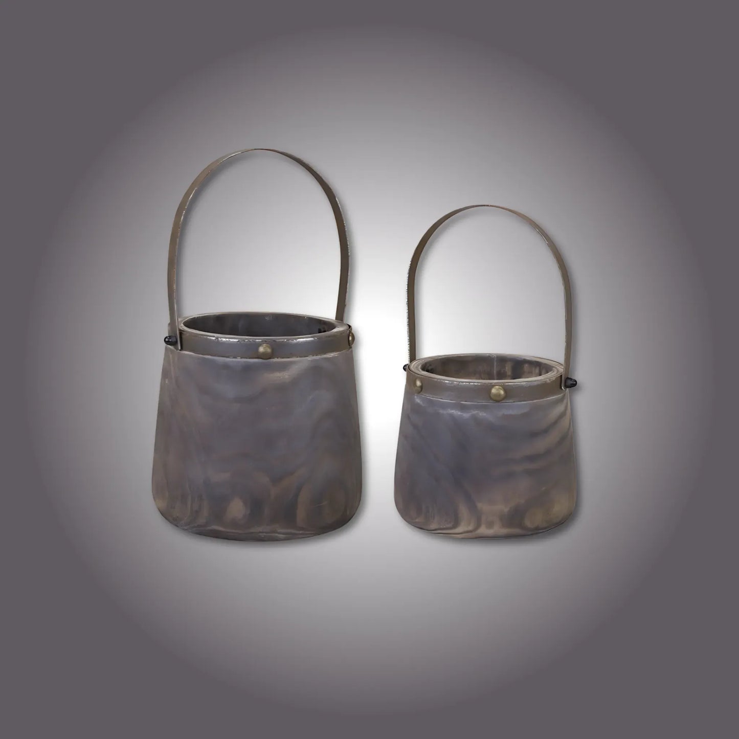 Brown / 1 Wooden Pail Set Wooden Pail