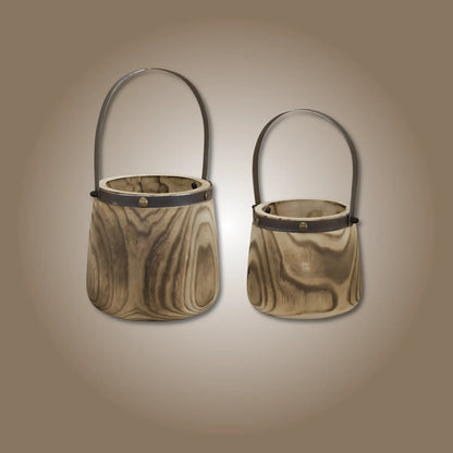 Natural / 1 Wooden Pail Set Wooden Pail