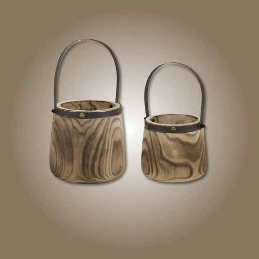 Natural / 1 Wooden Pail Set Wooden Pail