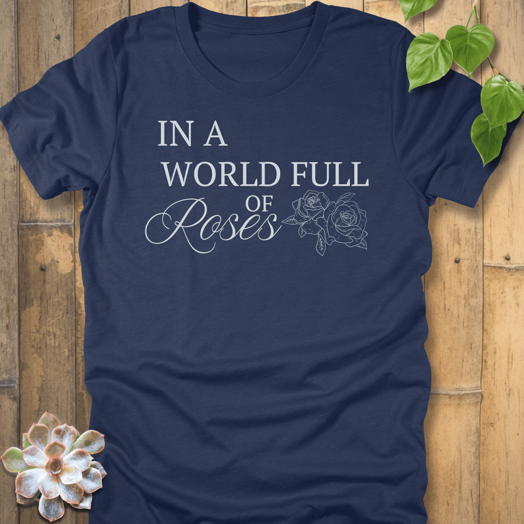 Heather Navy / S World Full Of Roses T-shirt T-Shirt