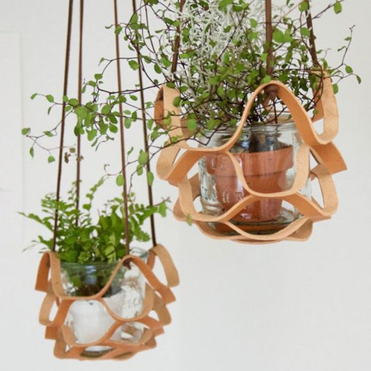 Leather plant hanger