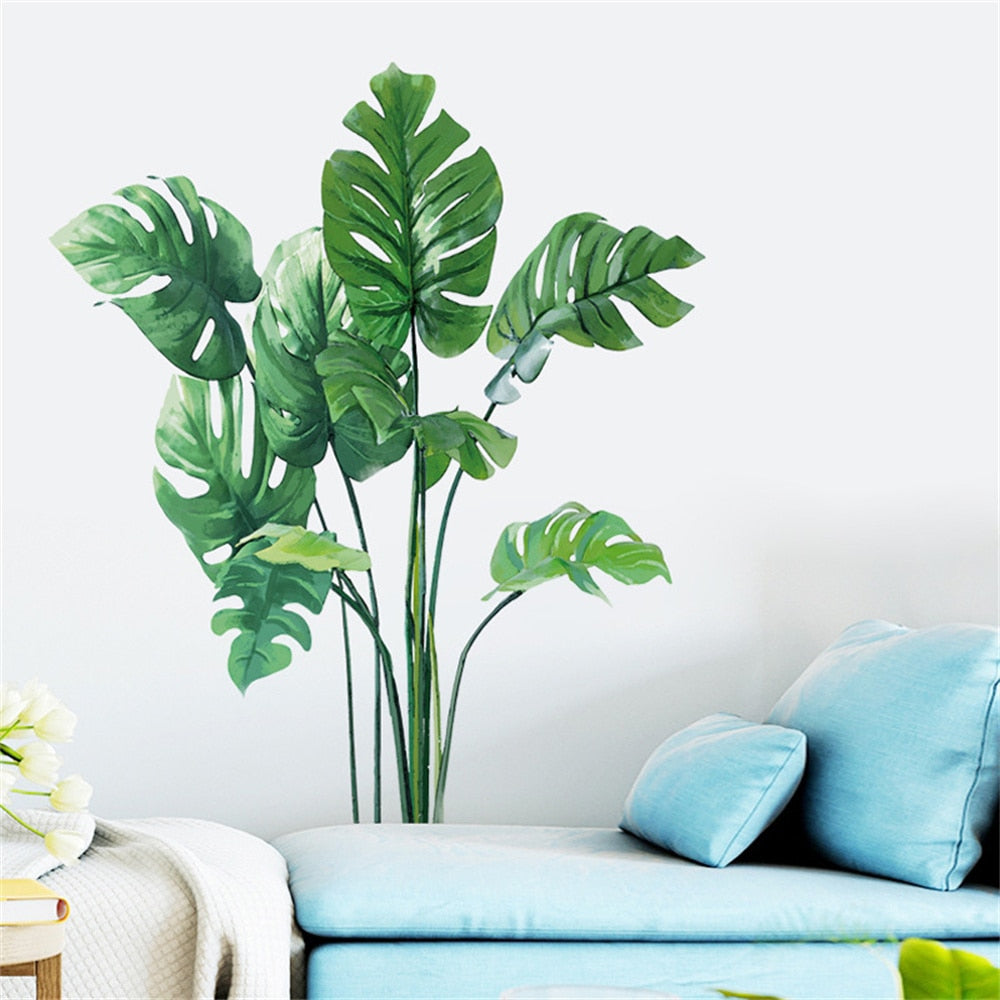 monstera tropical leaf wall decal